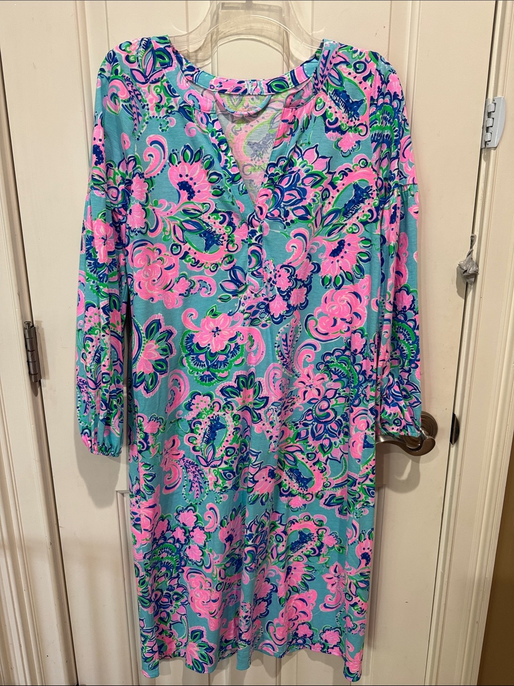 Lilly Pulitzer Pink & Aqua Floral Long-Sleeve Shift Dress